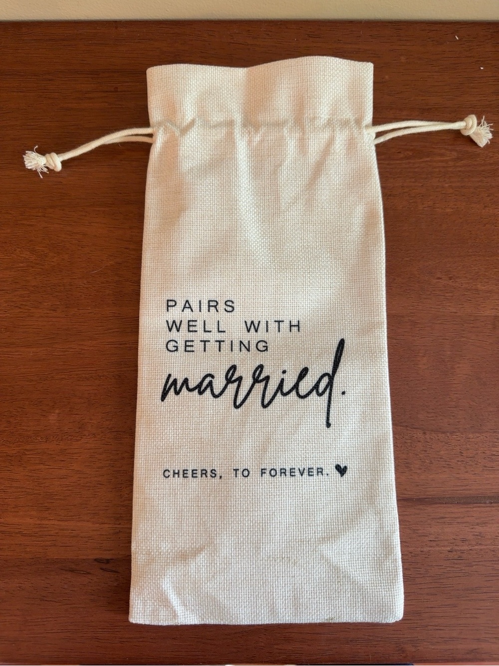 Wedding Wine Bottle Gift Bag Canvas Drawstring